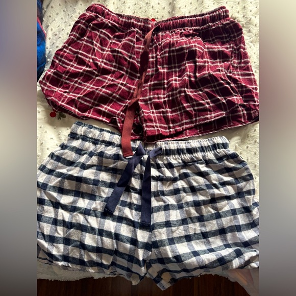 Plaid Lounge Shorts Set - Red and Blue - Picture 1 of 2